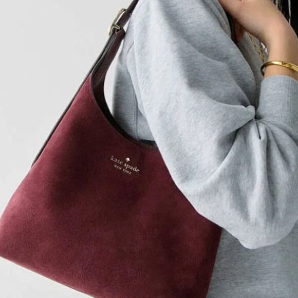 Kate Spade 454 dark merlot small shoulder bag- suede - Picture 1 of 6